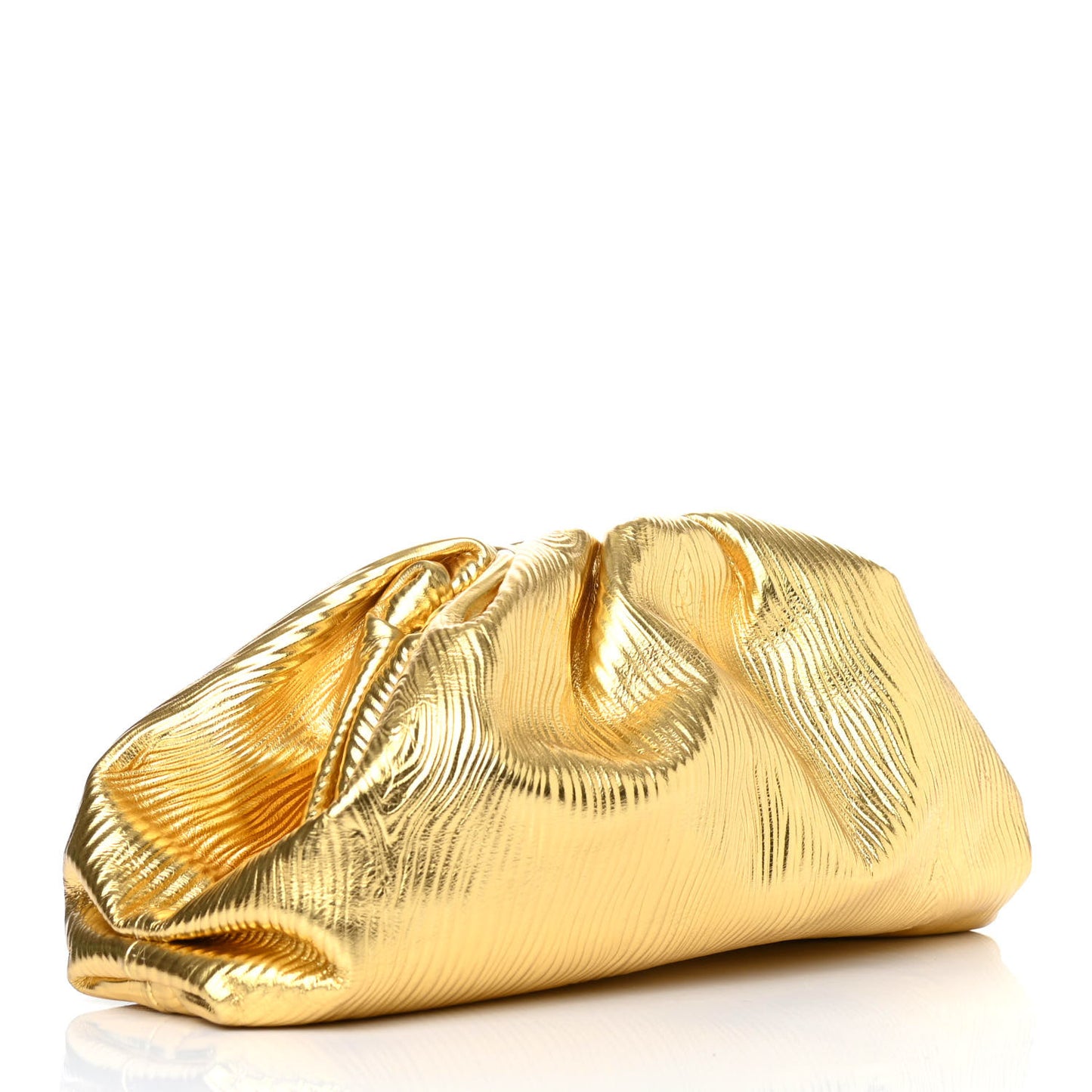 Metallic Bark Calfskin Embossed The Pouch Oversized Clutch Oro