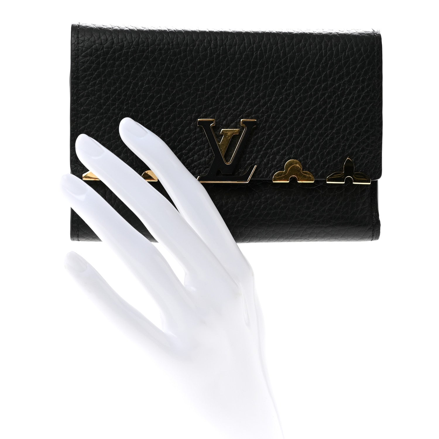 Louis Vuitton Taurillon Embellished Capucines Compact Wallet Black 2 of 8