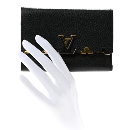 Louis Vuitton Taurillon Embellished Capucines Compact Wallet Black 2 of 8