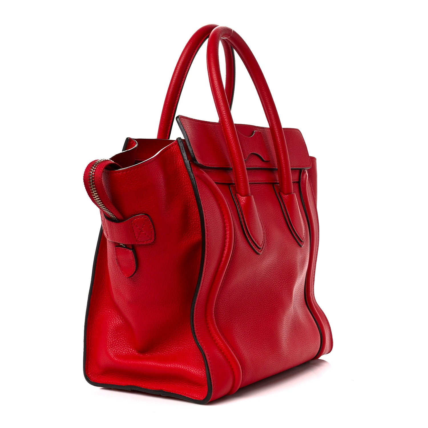 Celine Drummed Calfskin Mini Luggage Coquelicot 3 of 12