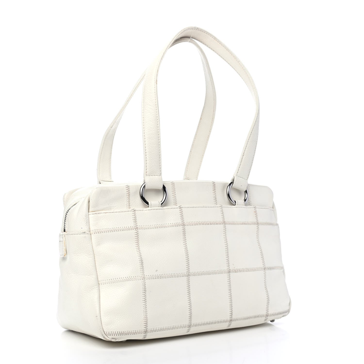 Chanel Caviar Square Stitched Bowler White 2 of 5