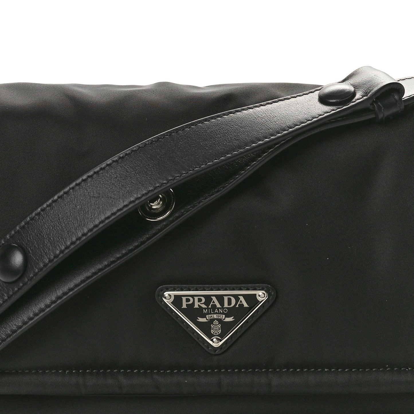 Re-Nylon Vitello Padded Small Flap Shoulder Bag Black