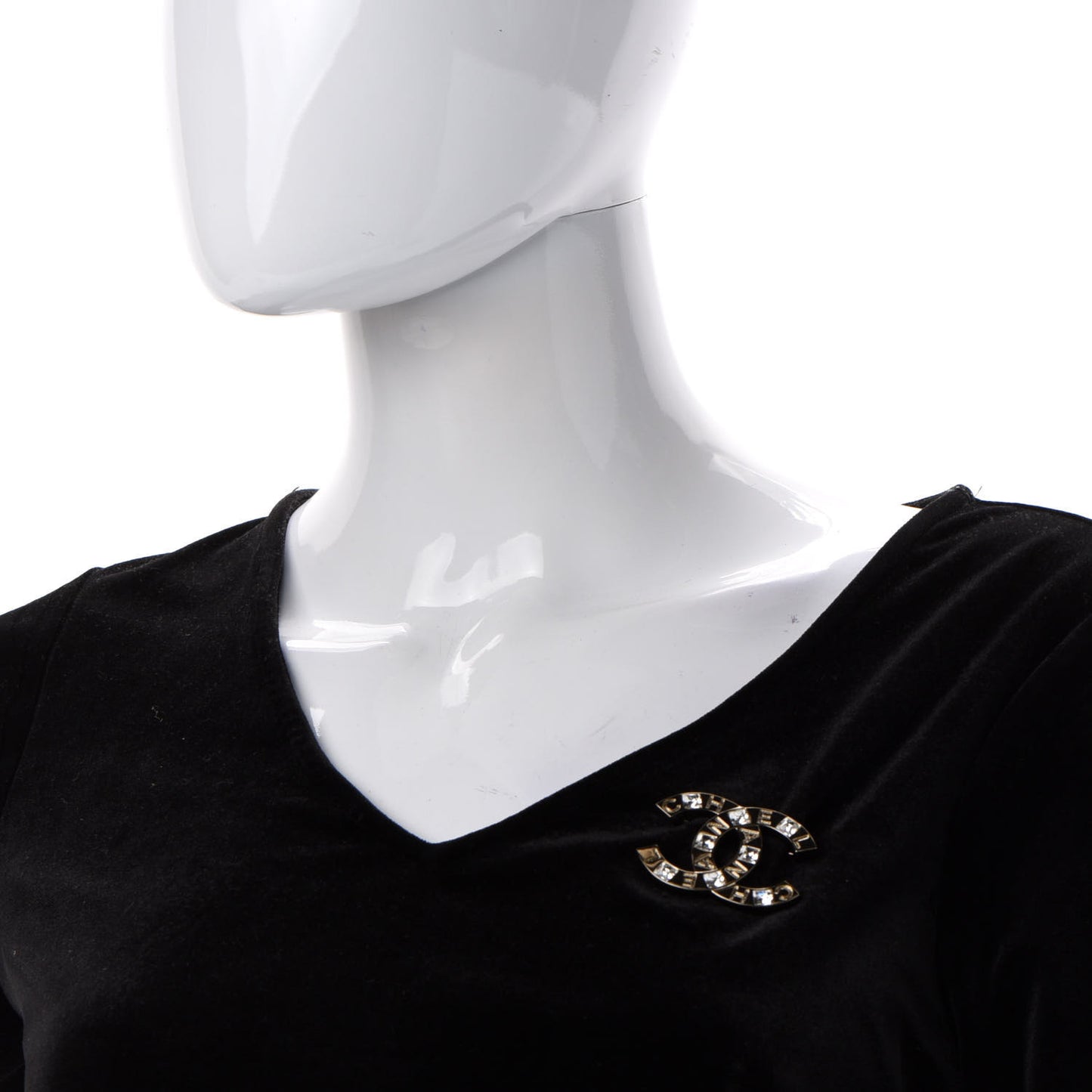 Baguette Crystal Logo CC Brooch Gold