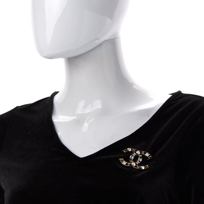 Chanel Baguette Crystal Logo CC Brooch Gold 2 of 4