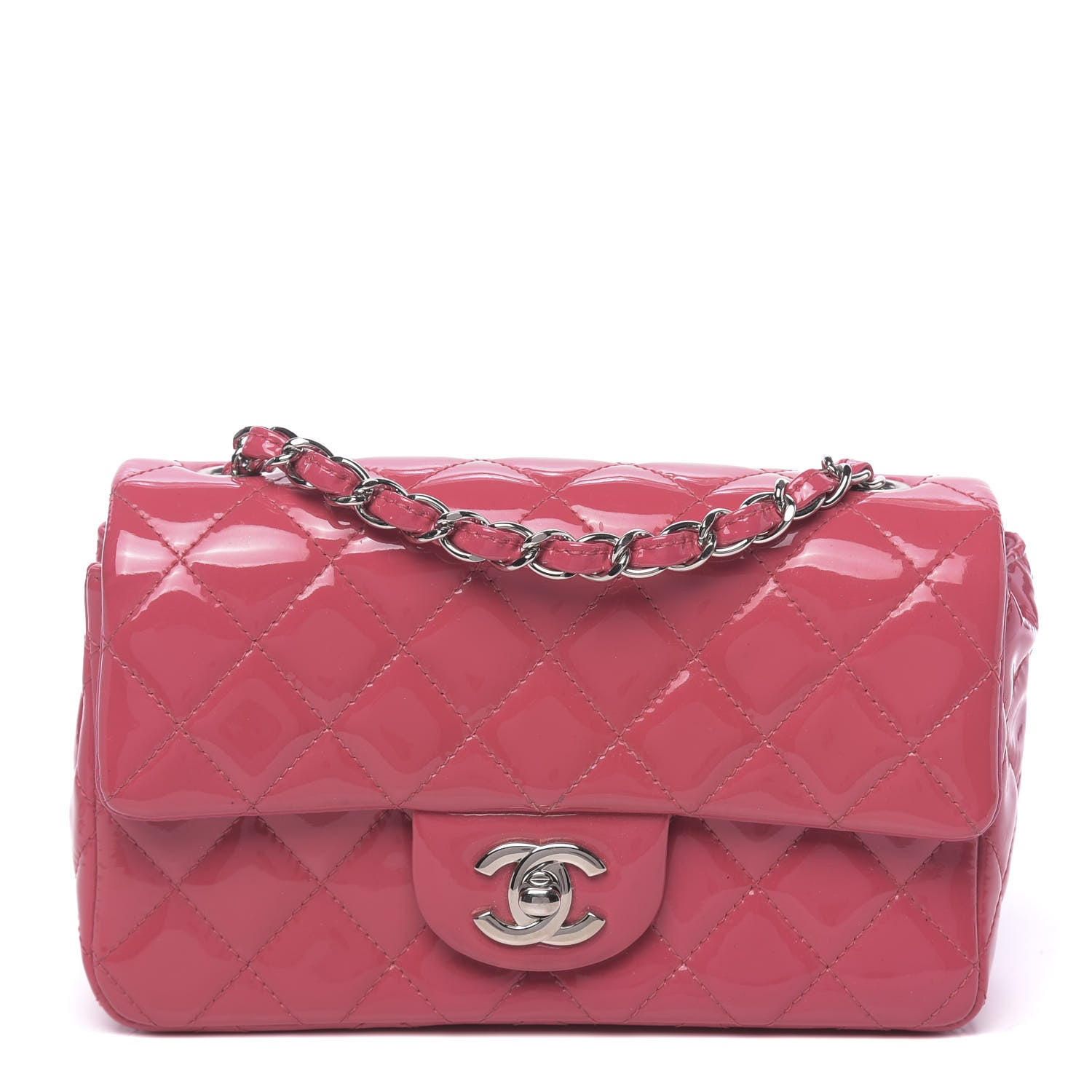 Chanel Patent Quilted Mini Rectangular Flap Fuchsia 1 of 11