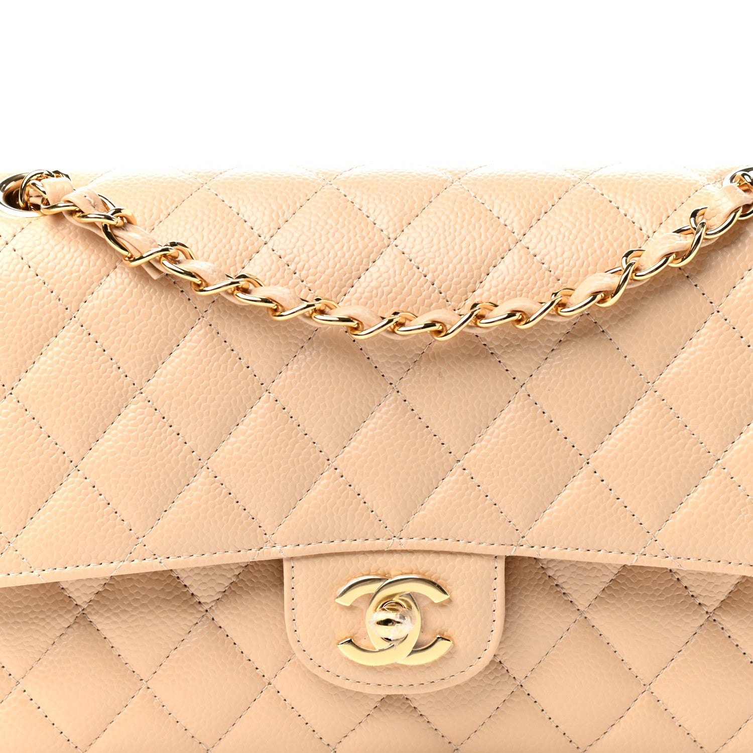 Chanel Caviar Quilted Medium Double Flap Beige 10 of 11