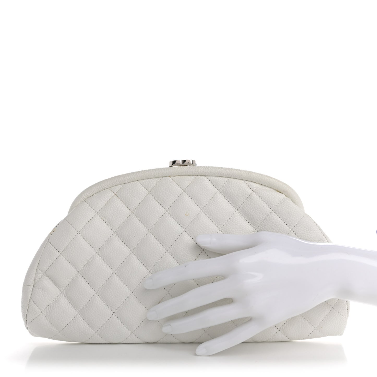 Caviar Quilted Timeless Clutch White