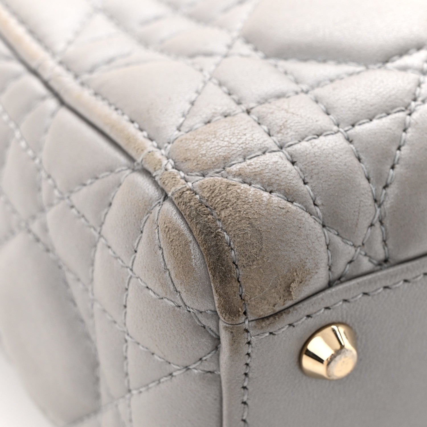 Christian Dior Metallic Lambskin Cannage Mini Lady Dior Grey 11 of 13