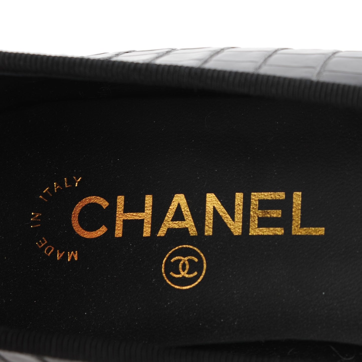 Crocodile Patent CC Cap Toe Ballerina Flats 39.5 Black