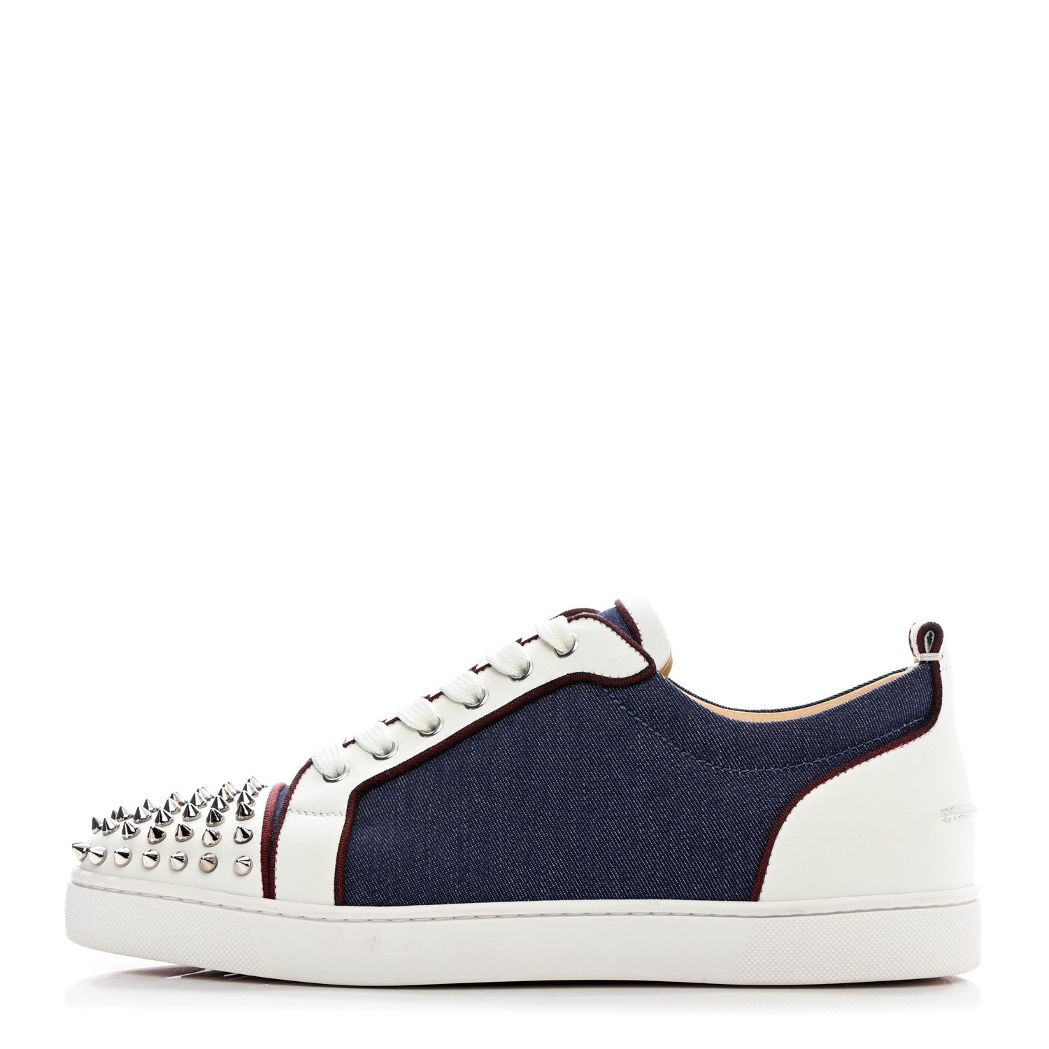 Christian Louboutin Denim Mens Louis Junior Spikes Flat Sneakers 44 Version Blue 1 of 11