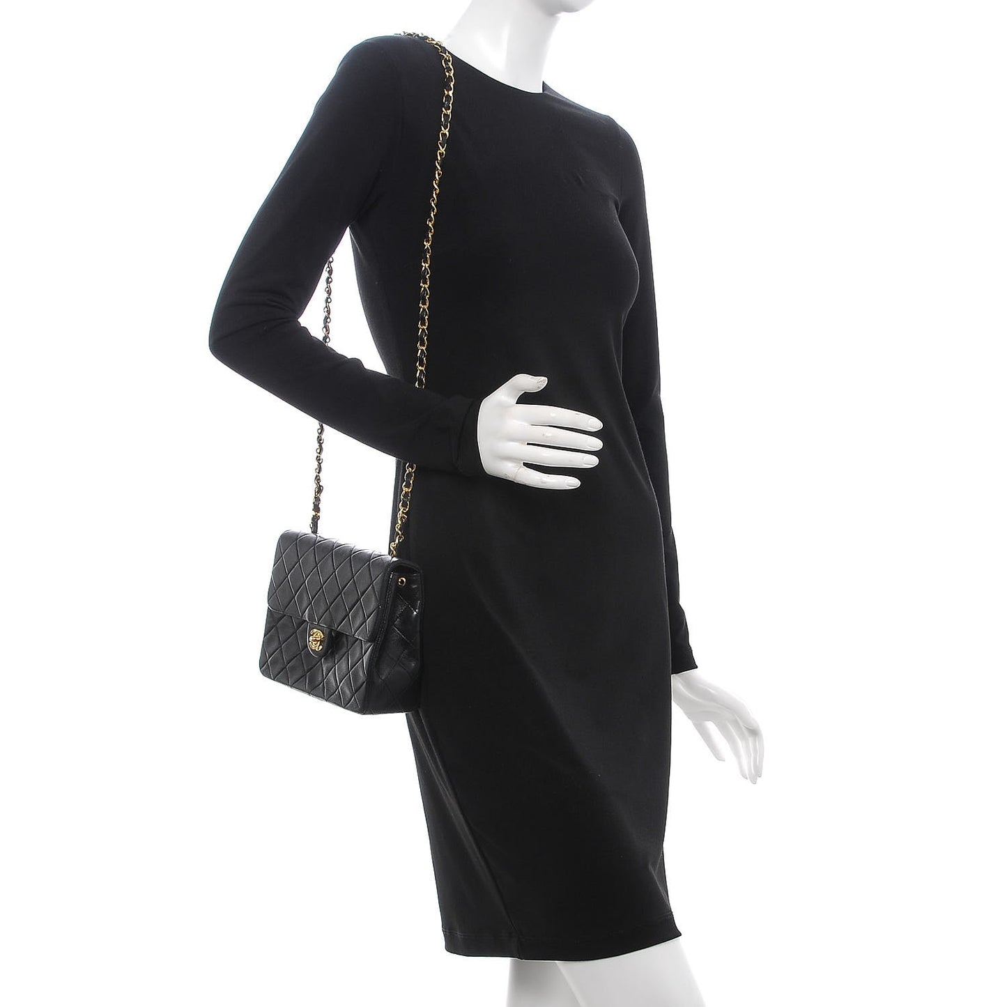Lambskin Quilted Mini Square Flap Black