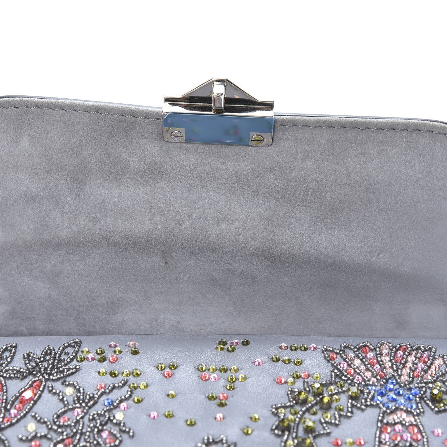 Vitello Crystal Embellished Glam Lock Rockstud Flap Periwinkle