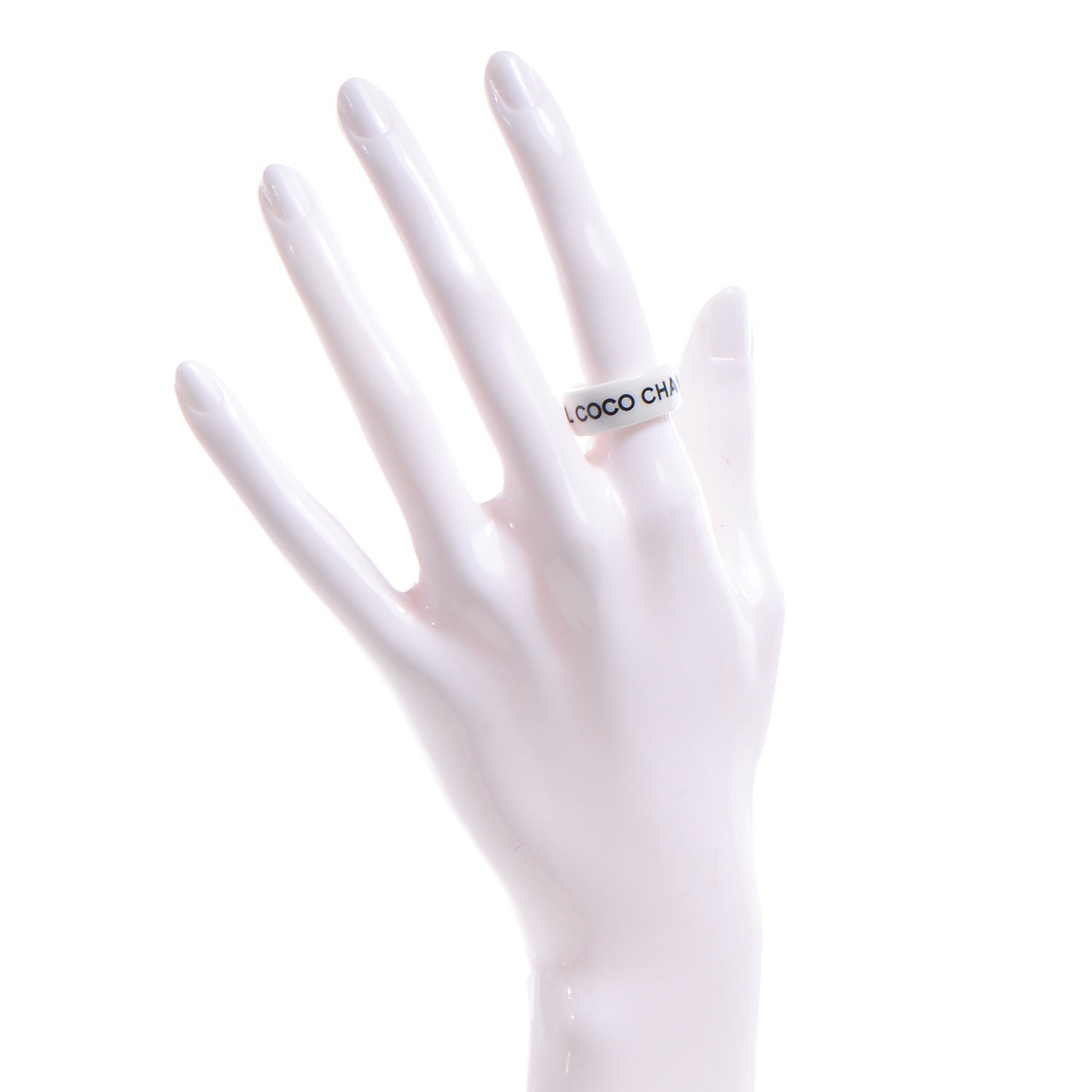 Chanel Resin Coco Ring 6.5 White Black 2 of 5