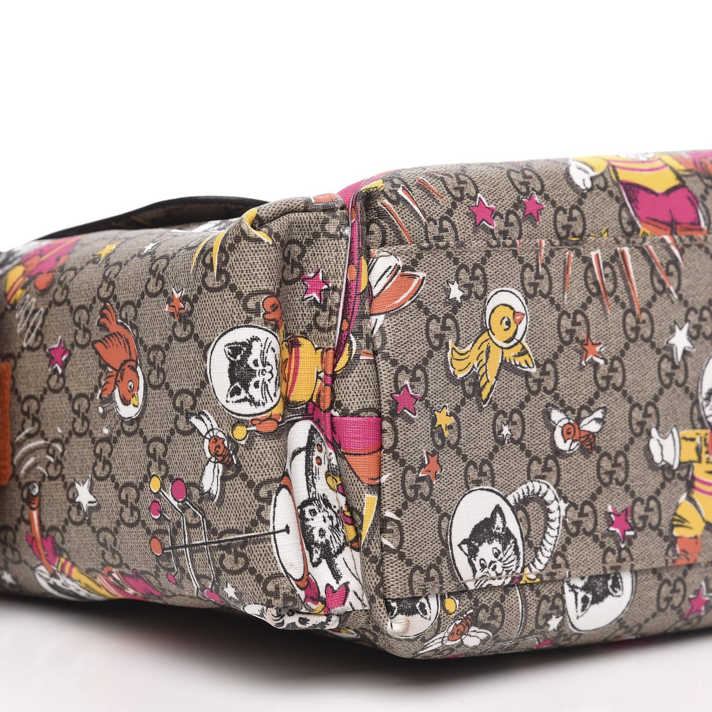 GG Supreme Monogram Space Cats Diaper Bag Orange