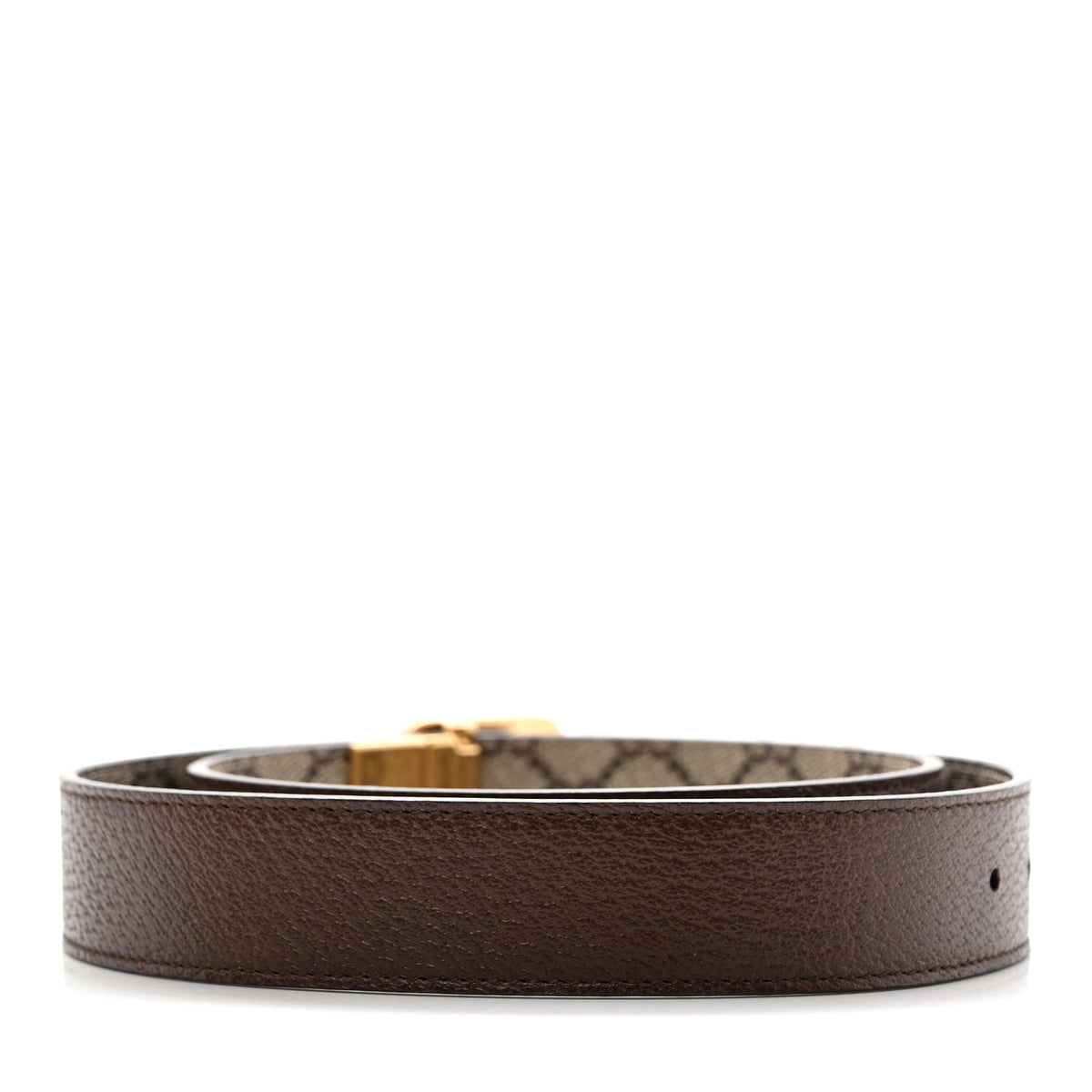 Gucci GG Supreme Monogram Textured Dollar Calfskin Squared Interlocking G 30mm Reversible Belt 85 34 Beige Ebony New Acero 4 of 9