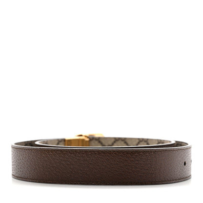 Gucci GG Supreme Monogram Textured Dollar Calfskin Squared Interlocking G 30mm Reversible Belt 85 34 Beige Ebony New Acero 4 of 9