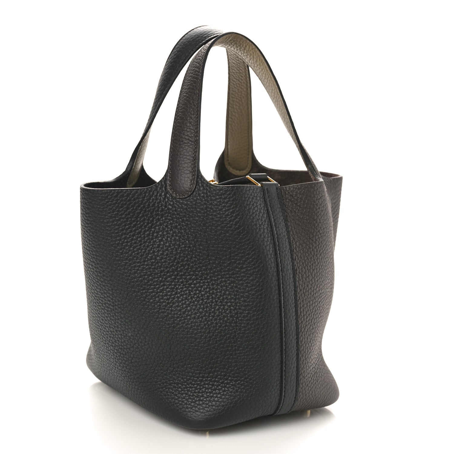 Hermes Taurillon Clemence Casaque Picotin Lock 18 PM Ebene Black Etoupe 2 of 9