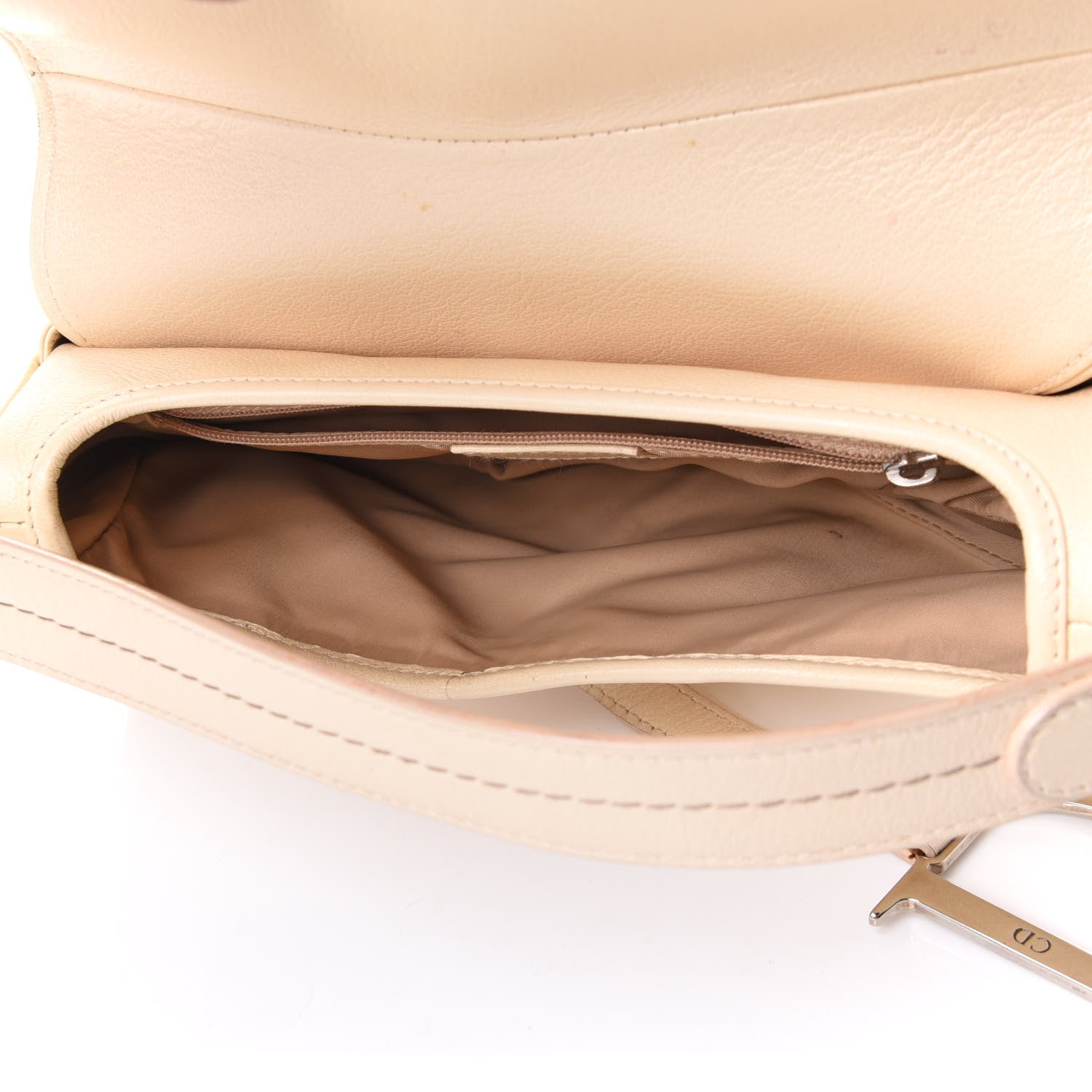Christian Dior Grained Calfskin Saddle Bag Beige 10 of 19