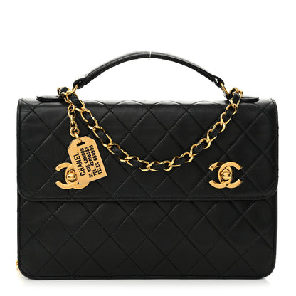 Chanel Lambskin Quilted Briefcase Satchel Black 1 of 10