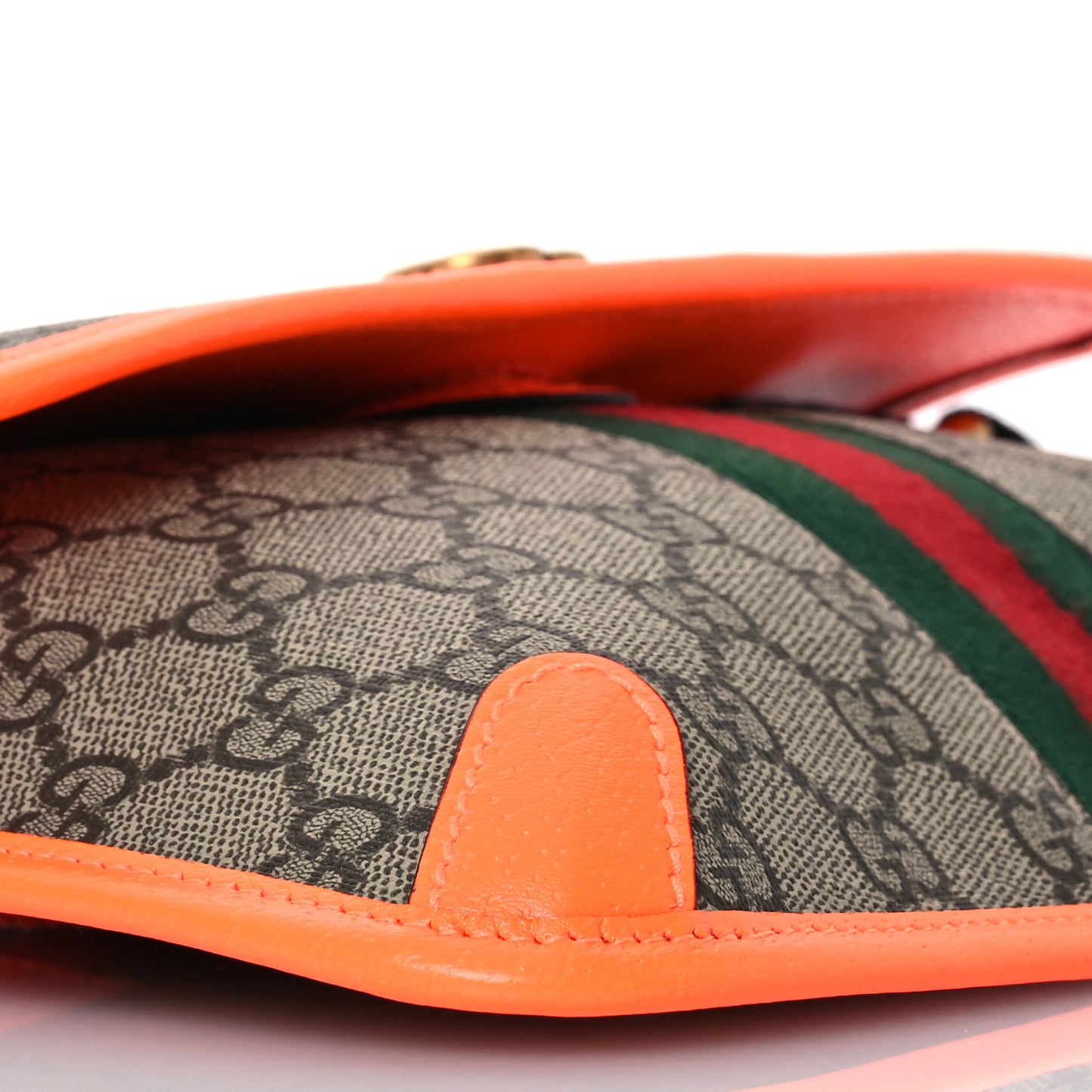 GG Supreme Monogram Web Small Ophidia Belt Bag Beige Ebony Orange