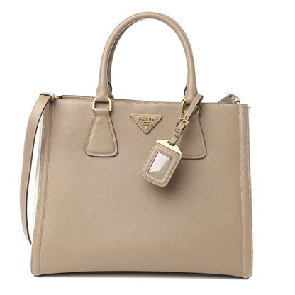 Prada Saffiano Lux Medium Bi-Color Tote Visone Talco 2 of 11