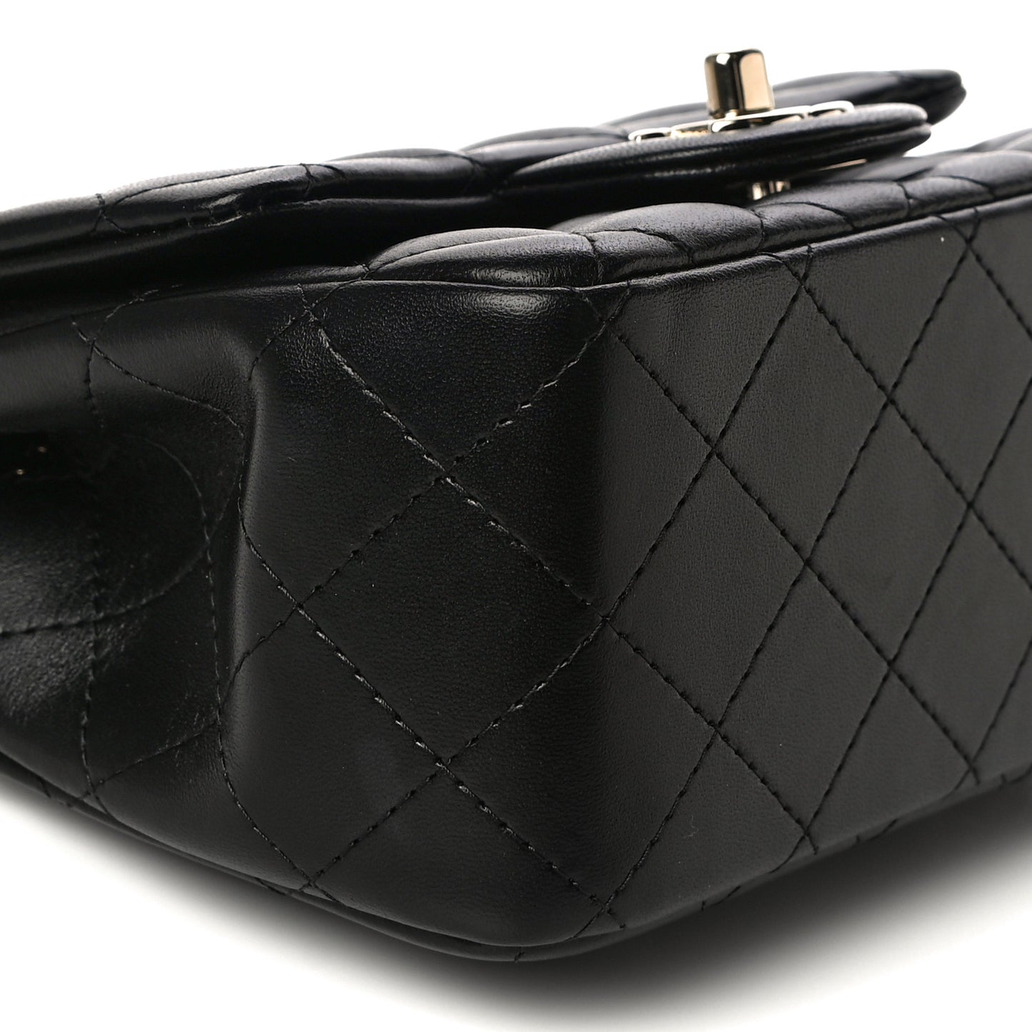 Lambskin Quilted Mini Square Flap Black