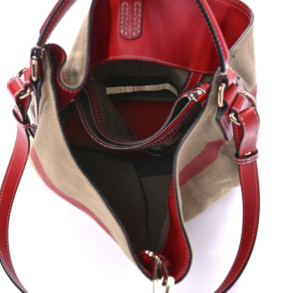 Burberry Canvas Mega Check Medium Ashby Bucket Bag Red 5 of 9