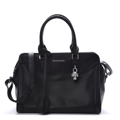 Alexander McQueen Pebbled Calfskin Small Skull Padlock Zip Around Tote Black 1 of 10
