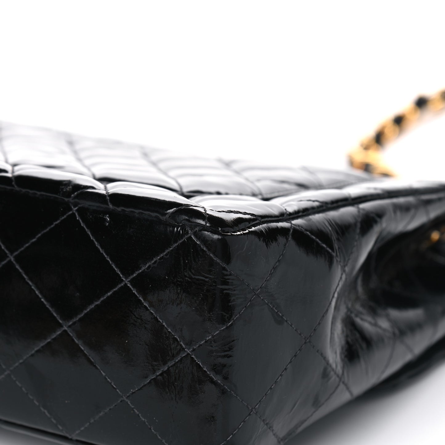 Patent Quilted XL Jumbo Single Flap Black