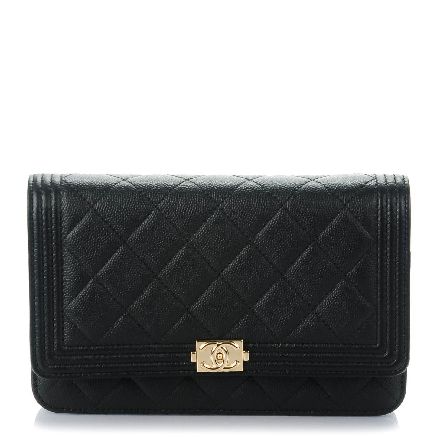 Caviar Quilted Boy Wallet On Chain WOC Black