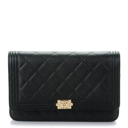 Chanel Caviar Quilted Boy Wallet On Chain WOC Black 1 of 8