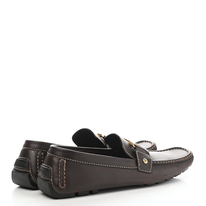 Louis Vuitton Grained Calfskin Monte Carlo Car Shoe Moccasin Loafers 10 Black 4 of 9