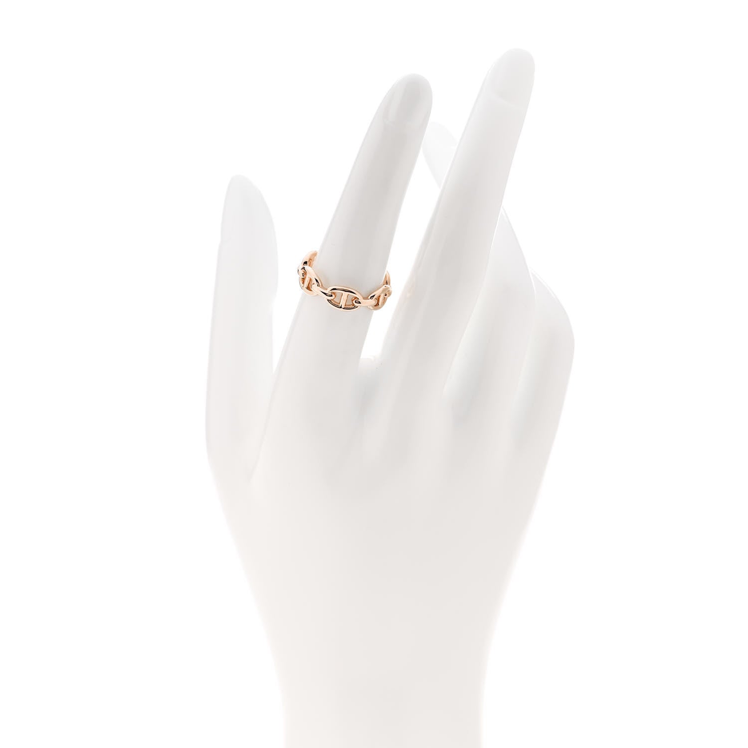 Hermes 18K Rose Gold PM Chaine d'Ancre Enchainee Ring 53 6.5 2 of 9