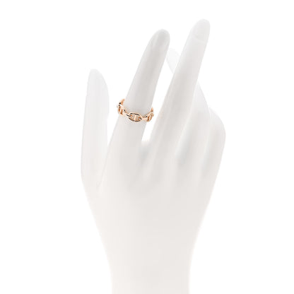 Hermes 18K Rose Gold PM Chaine d'Ancre Enchainee Ring 53 6.5 2 of 9