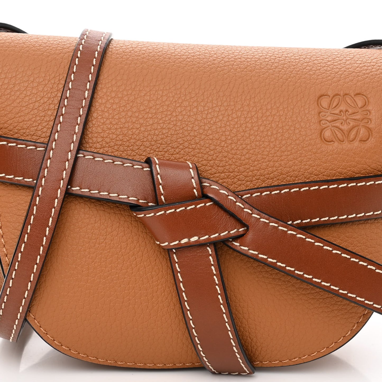 Grained Calfskin Mini Gate Crossbody Bag Caramel Pecan