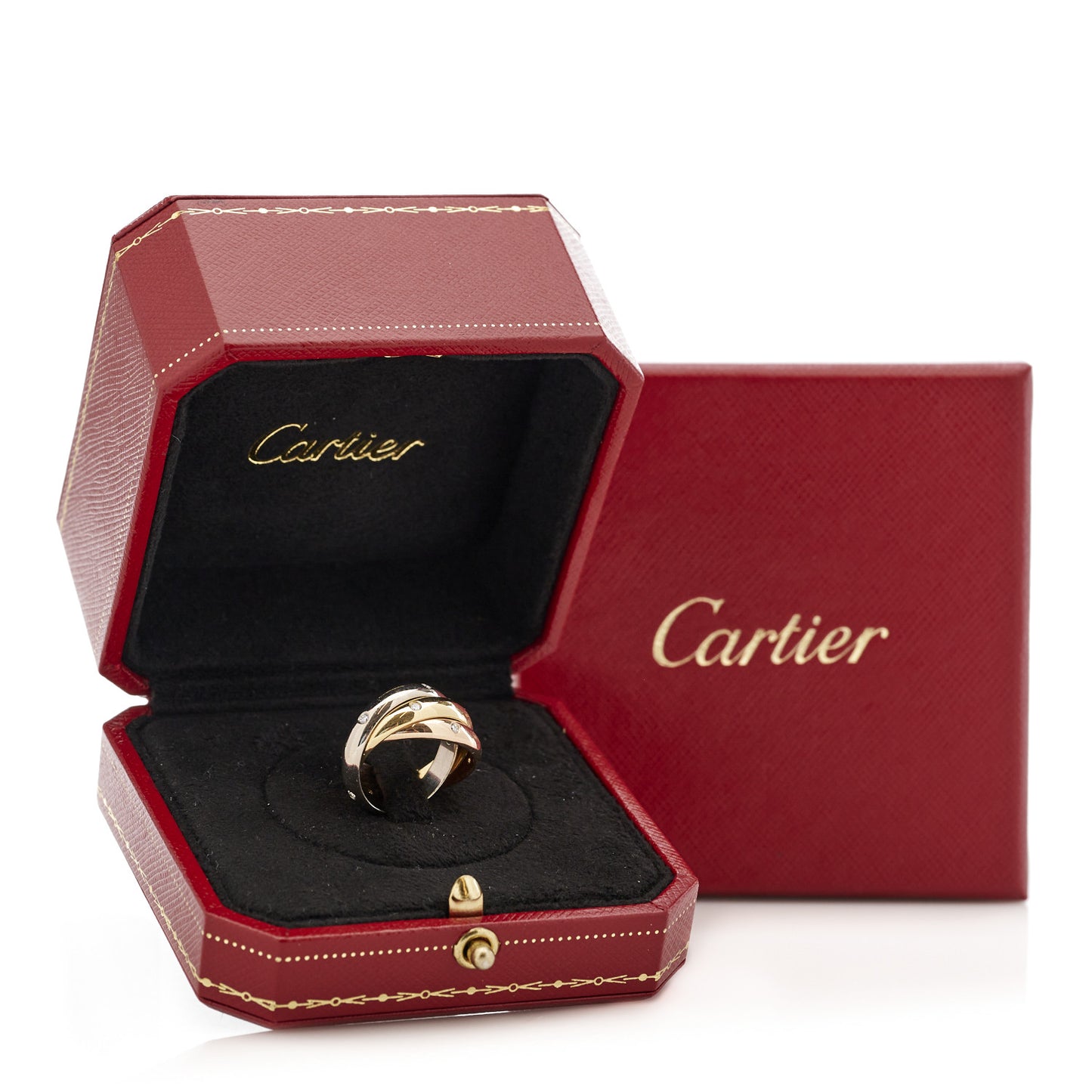 18K Pink Yellow White Gold Diamond Trinity Ring 50 5.25