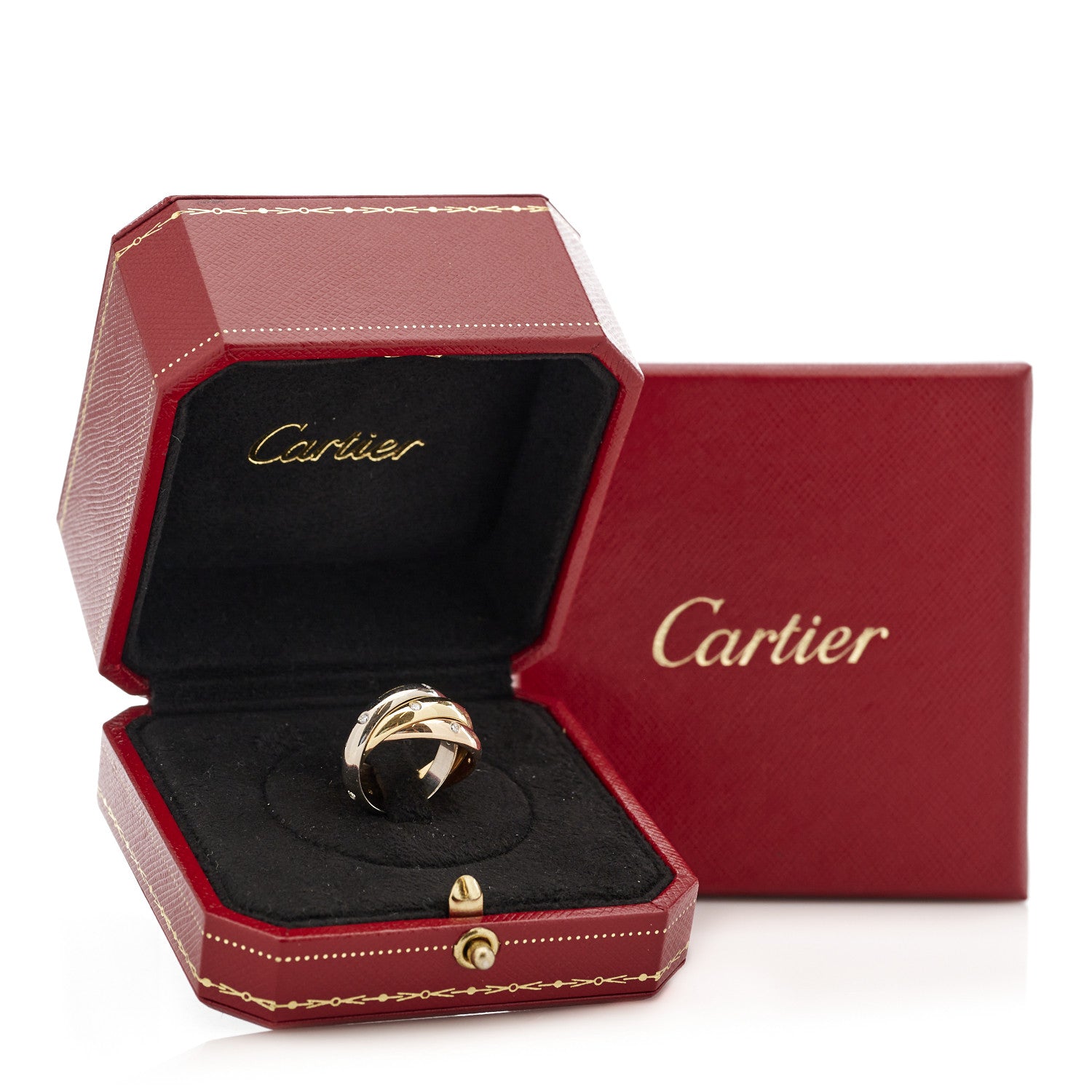 Cartier 18K Pink Yellow White Gold Diamond Trinity Ring 50 5.25 13 of 13