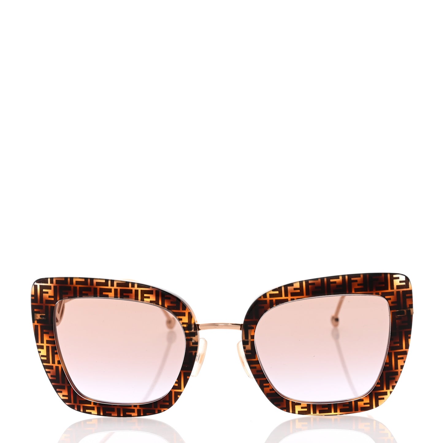 Acetate Metal F is Fendi FF Square Cat Eye Sunglasses FF 0408/S Havana