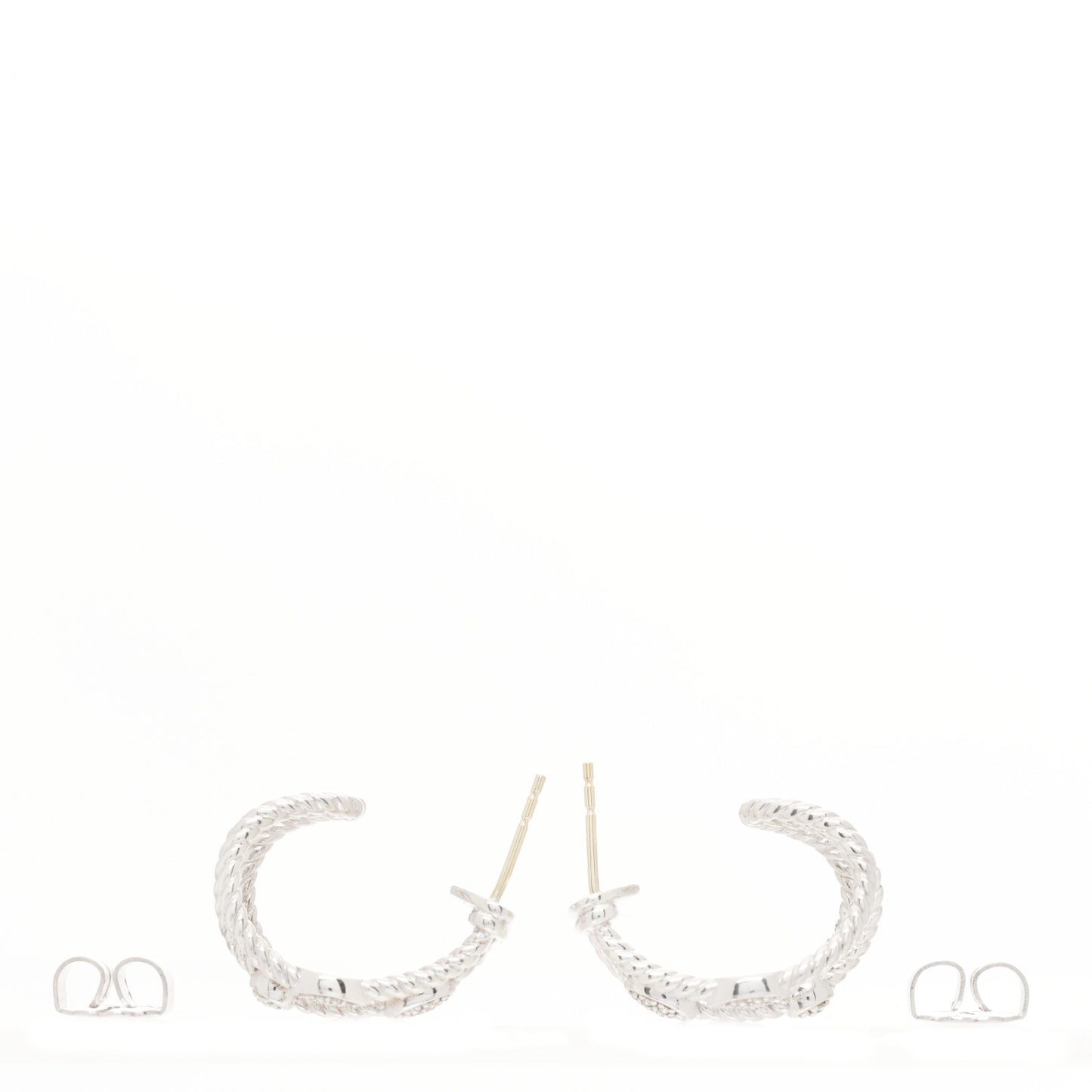 Sterling Silver Diamond Confetti 3 Row Earrings