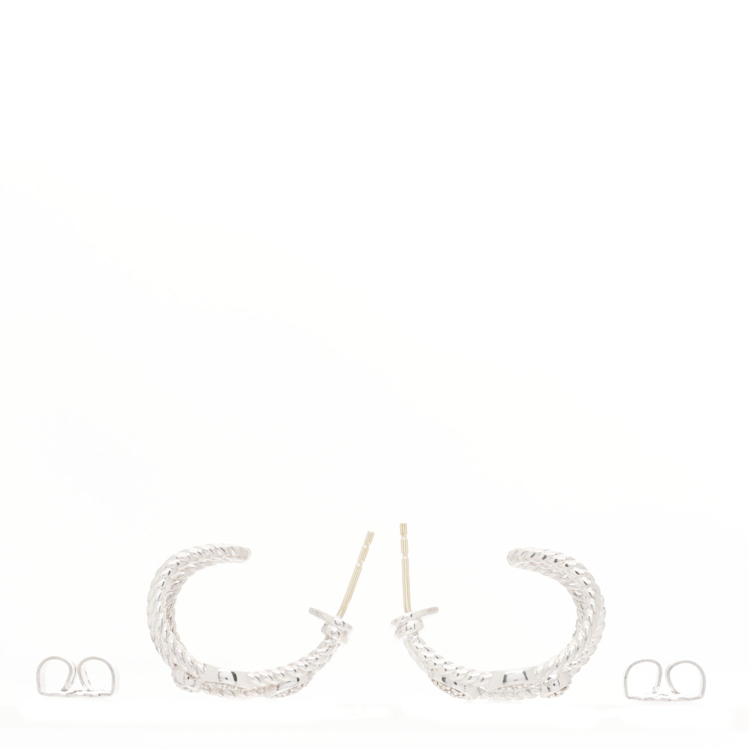 David Yurman Sterling Silver Diamond Confetti 3 Row Earrings 3 of 4