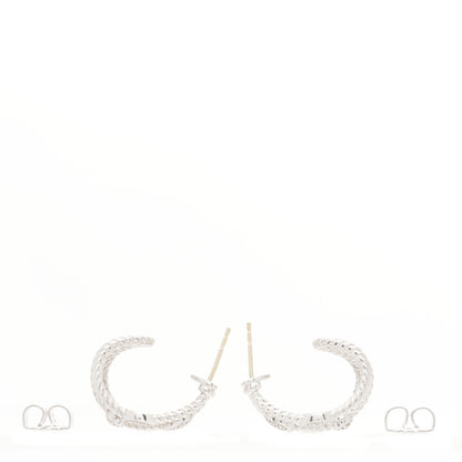 David Yurman Sterling Silver Diamond Confetti 3 Row Earrings 3 of 4