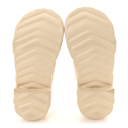 Gucci Rubber Chevron Logo Embossed Womens Thong Platform Sandals 39 Mystic White 6 of 10