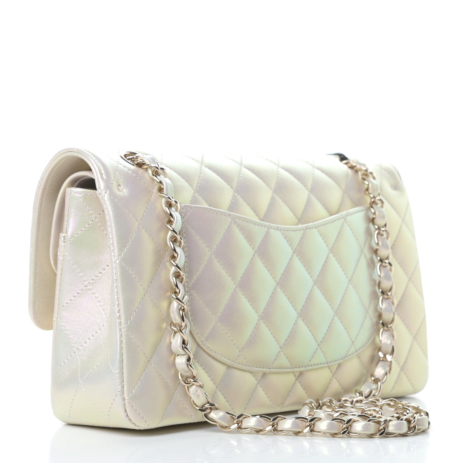 Chanel Iridescent Lambskin Quilted Medium Double Flap Ivory 3 of 11