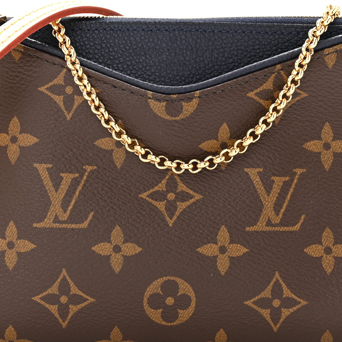 LOUIS VUITTON Monogram Pallas Clutch Blue Marine