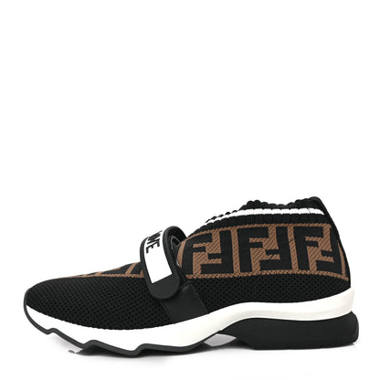 Fendi Stretch Yarn FF Stiff Band Rockoko Sneakers 38.5 Black White Tobacco 1 of 7