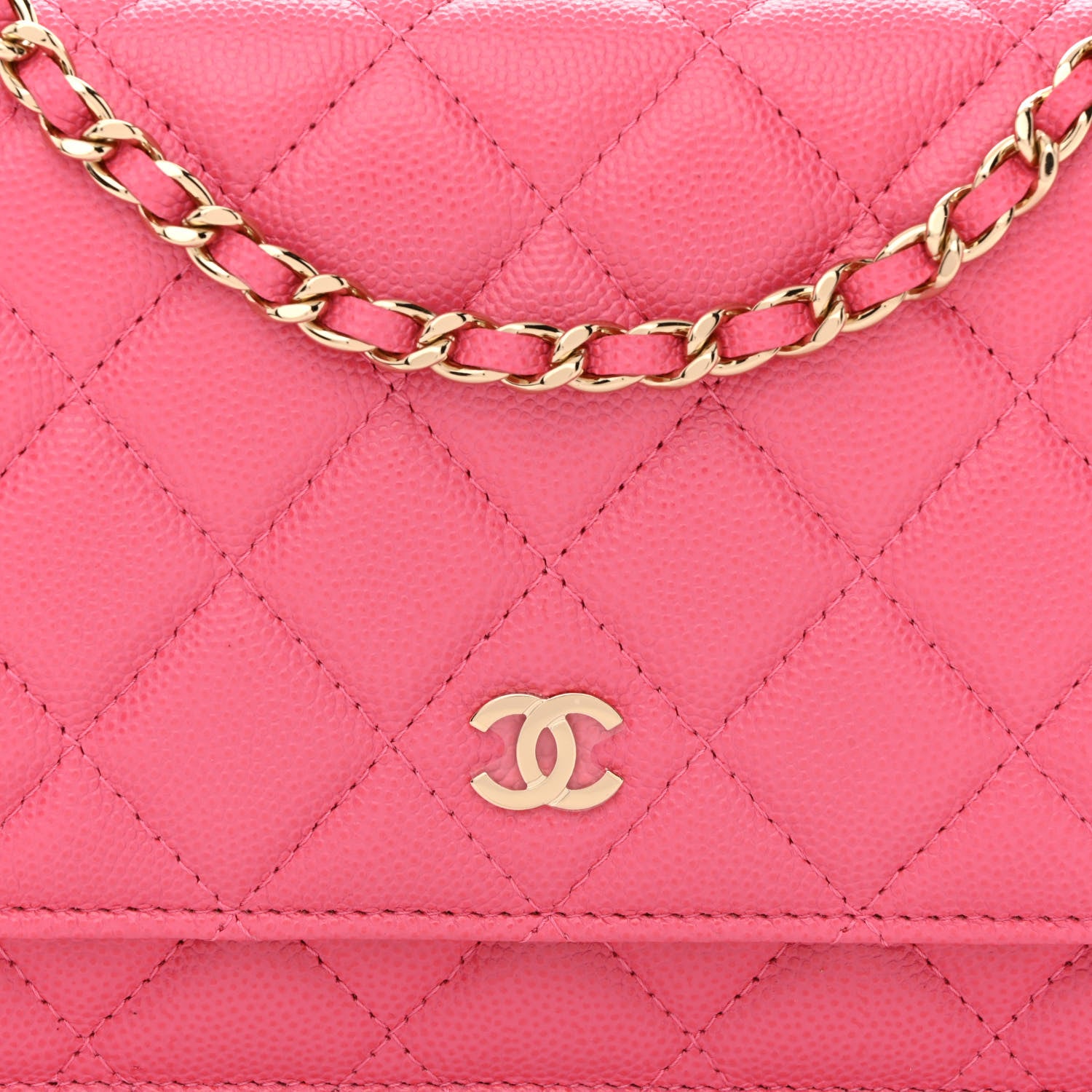 Chanel Caviar Quilted Wallet on Chain WOC Pink 9 of 11