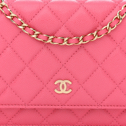 Chanel Caviar Quilted Wallet on Chain WOC Pink 9 of 11
