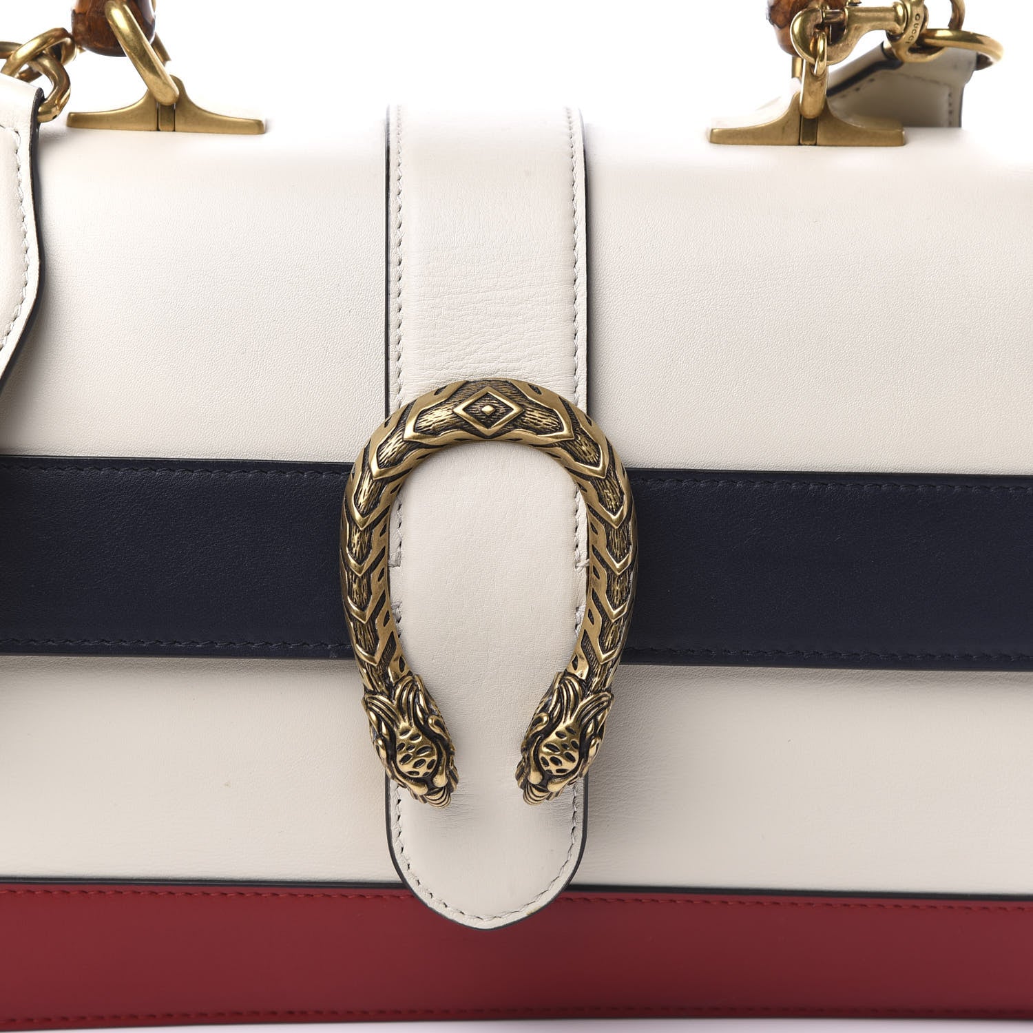 Gucci Calfskin Bamboo Web Medium Dionysus Top Handle Bag White Blue Hibiscus Red 14 of 14