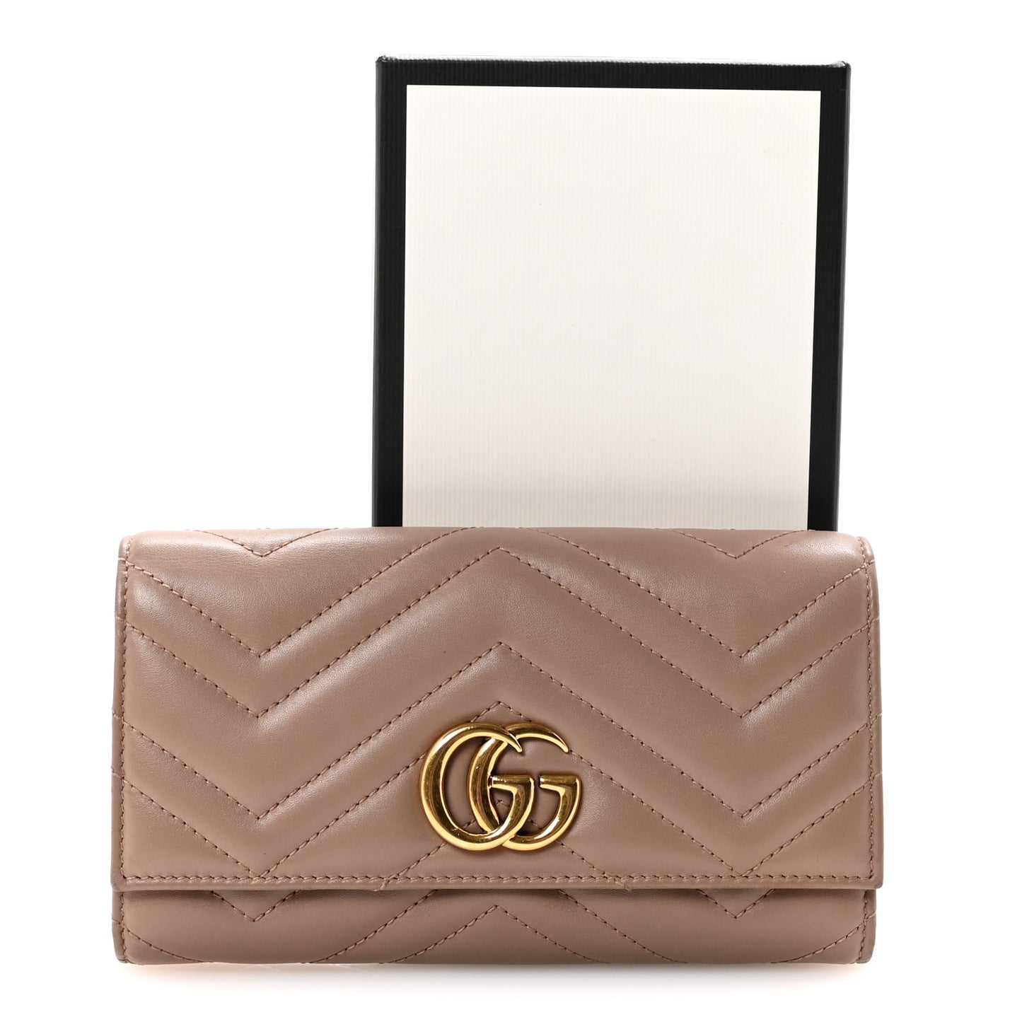 Calfskin Matelasse GG Marmont Continental Wallet Porcelain Rose