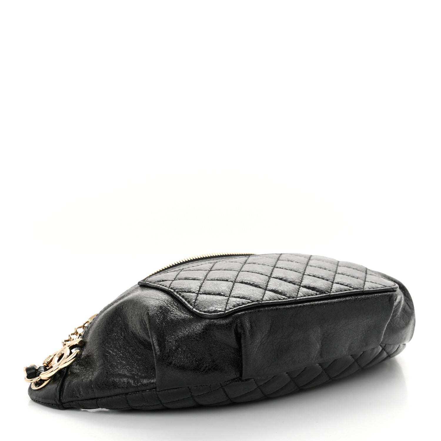 Chanel Crumpled Glazed Lambskin Quilted Waist Bag Fanny Pack Black 4 of 11